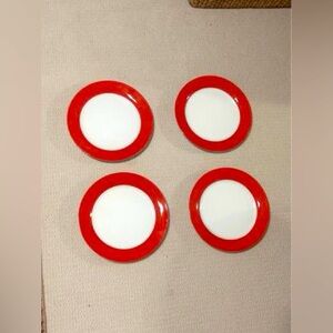 Four Red & White Peppermint Holiday Plates